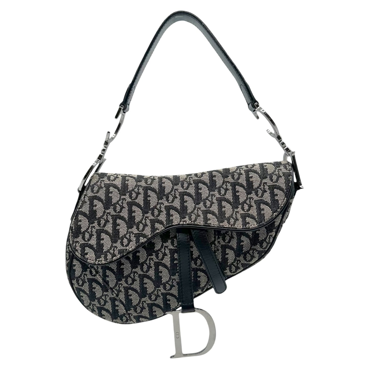 Christian Dior Black Trotter Monogram Saddle Bag