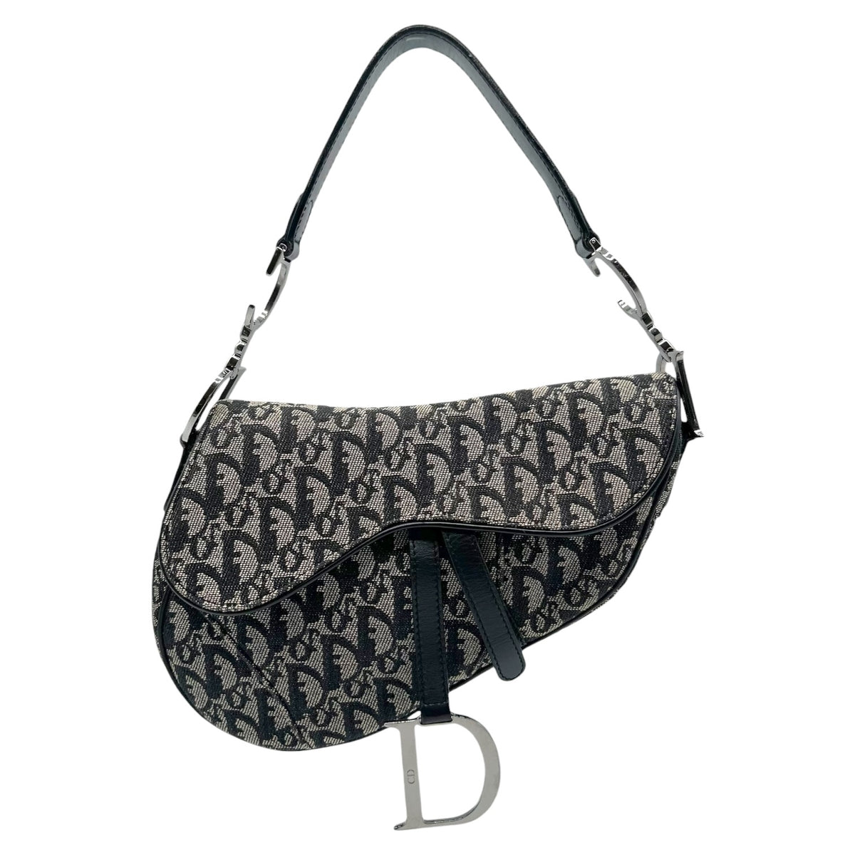 Christian Dior Black Trotter Monogram Saddle Bag