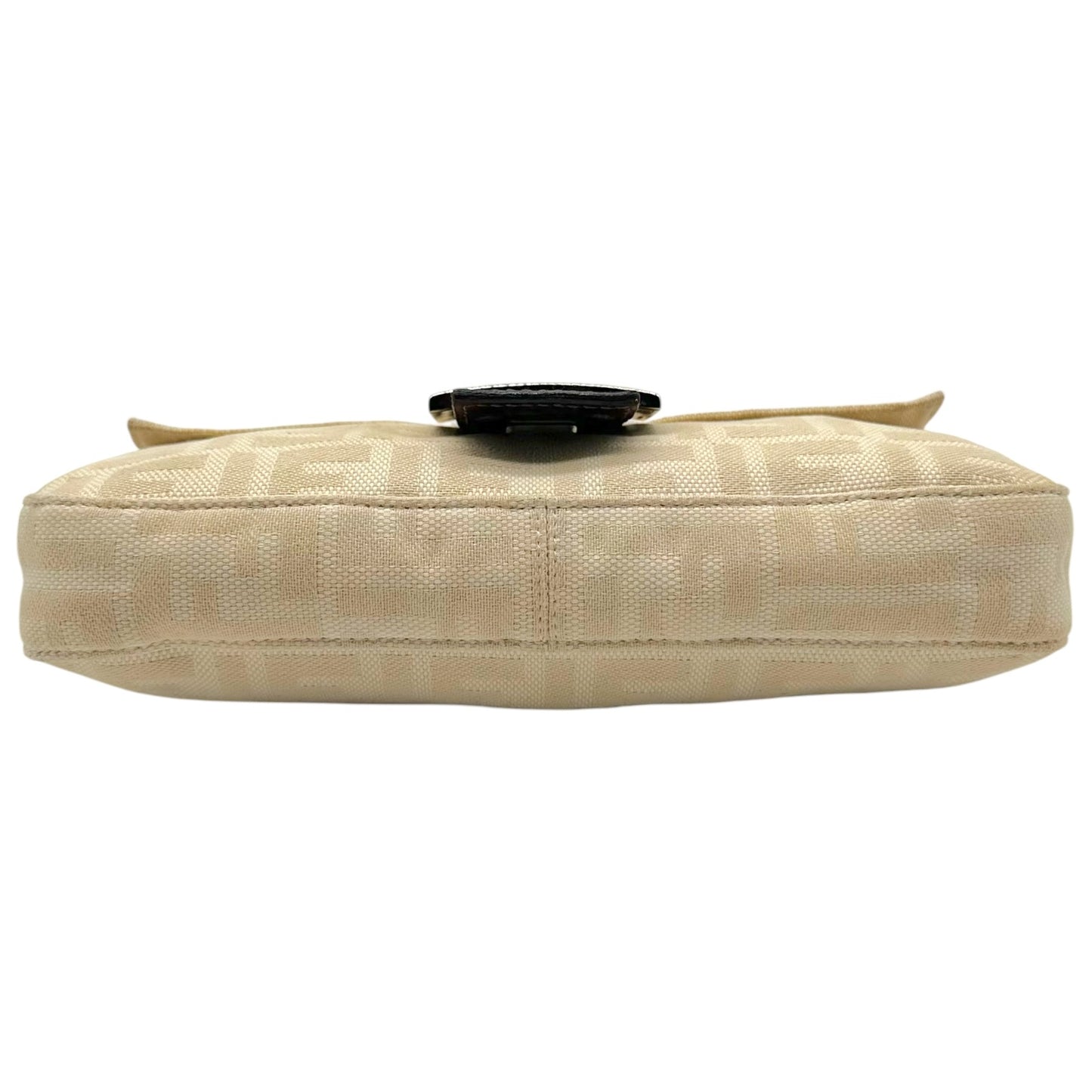 Fendi Ivory Zucca & Brown Leather Baguette Bag