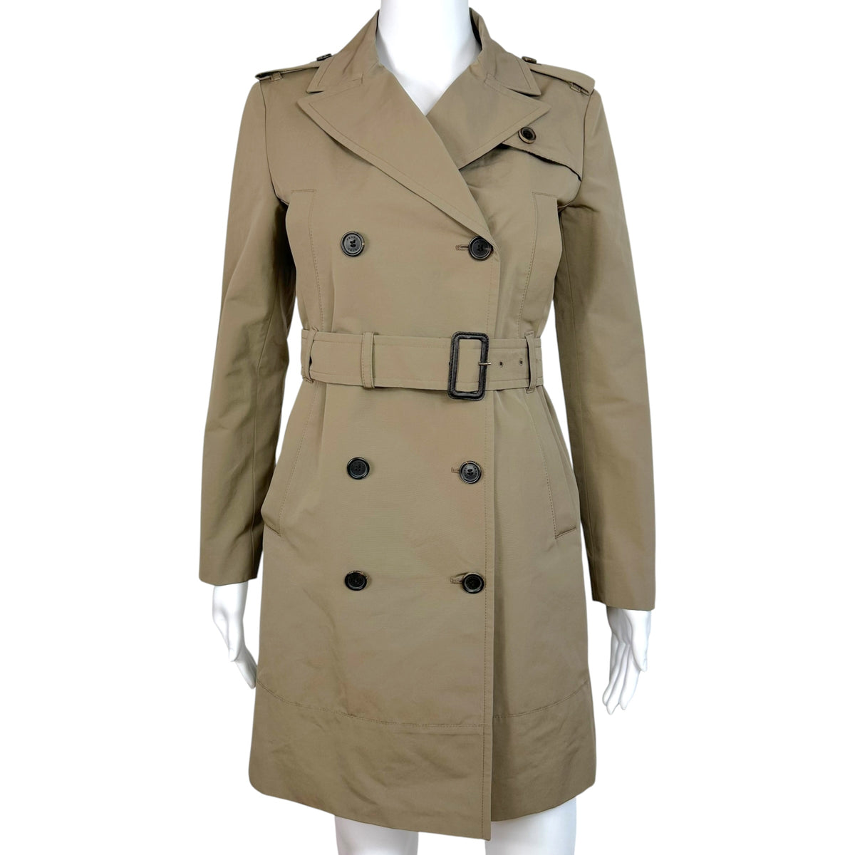 Prada Beige Mid-Length Trench Coat Double-Breasted XS
