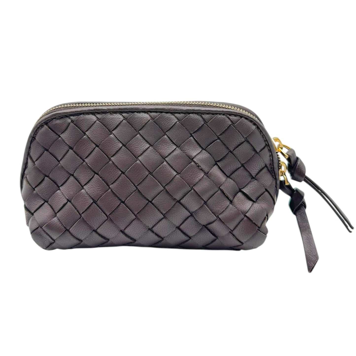 Bottega Veneta Mini Cosmetic Pouch Brown Intrecciato Leather