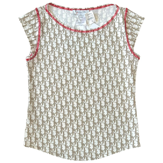 Christian Dior White & Brown Trotter Monogram T-Shirt NEW