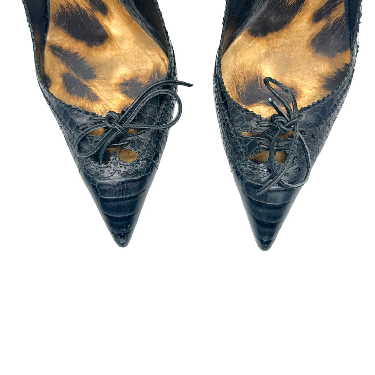 Roberto Cavalli Black Snakeskin Slingback Heels - Outfit Repeater