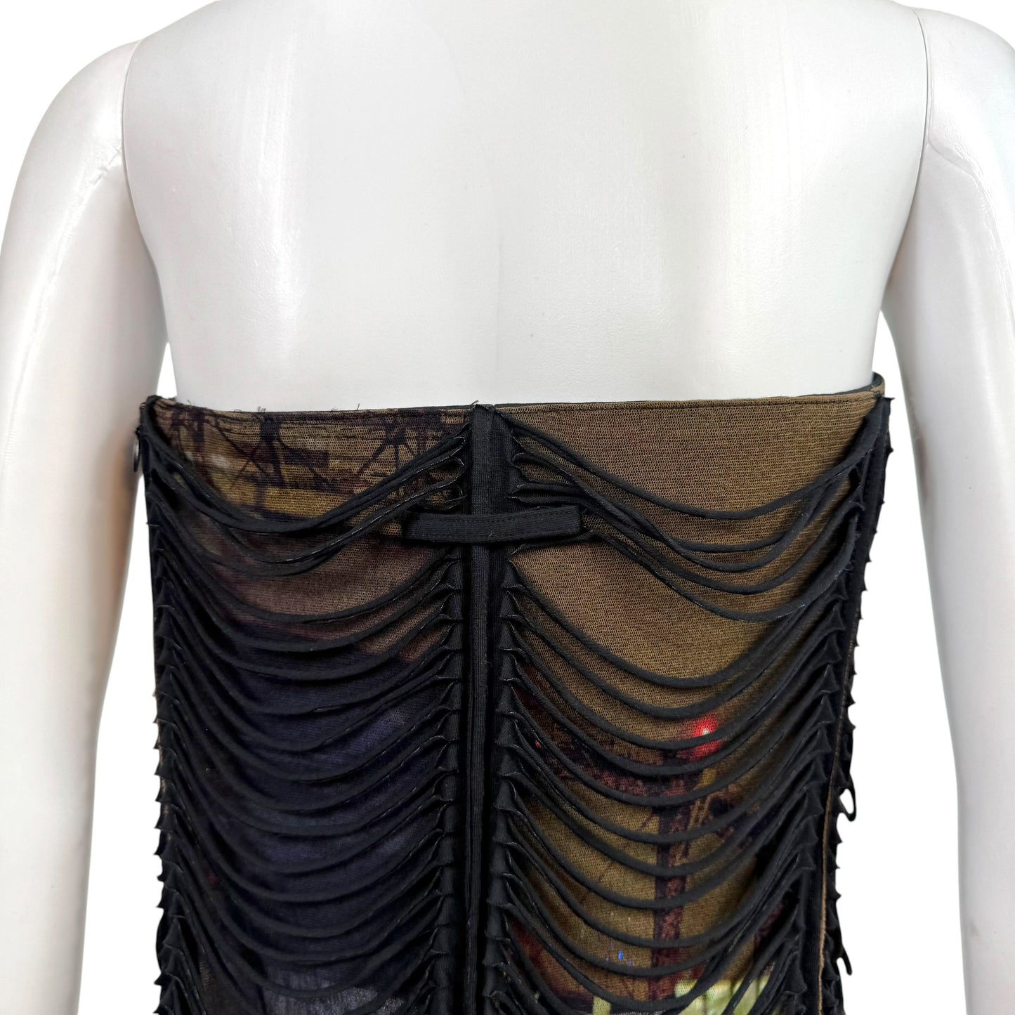 Jean Paul Gaultier x Shayne Oliver Slashed Overlay Corseted Mesh Mini Dress