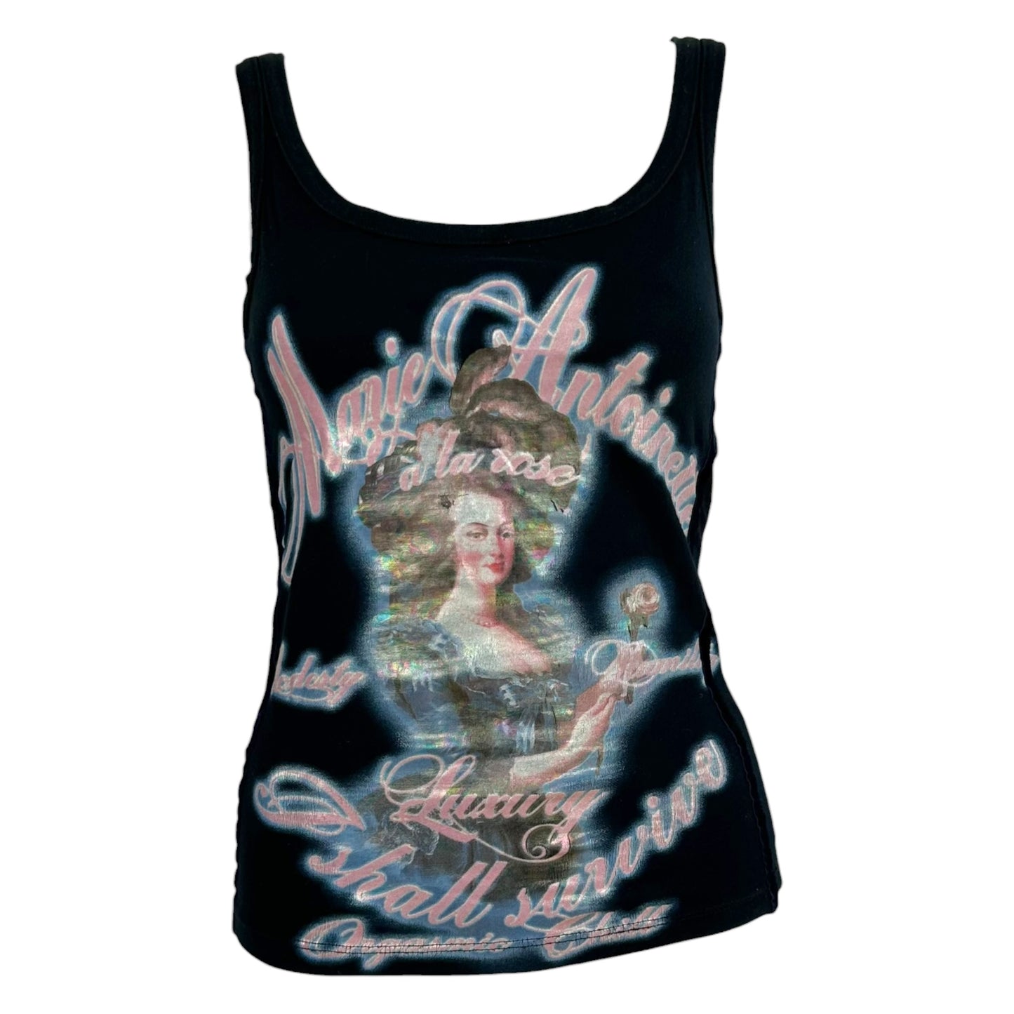 D&G Dolce & Gabbana F/W 2003 Marie Antoinette Black Graphic Tank