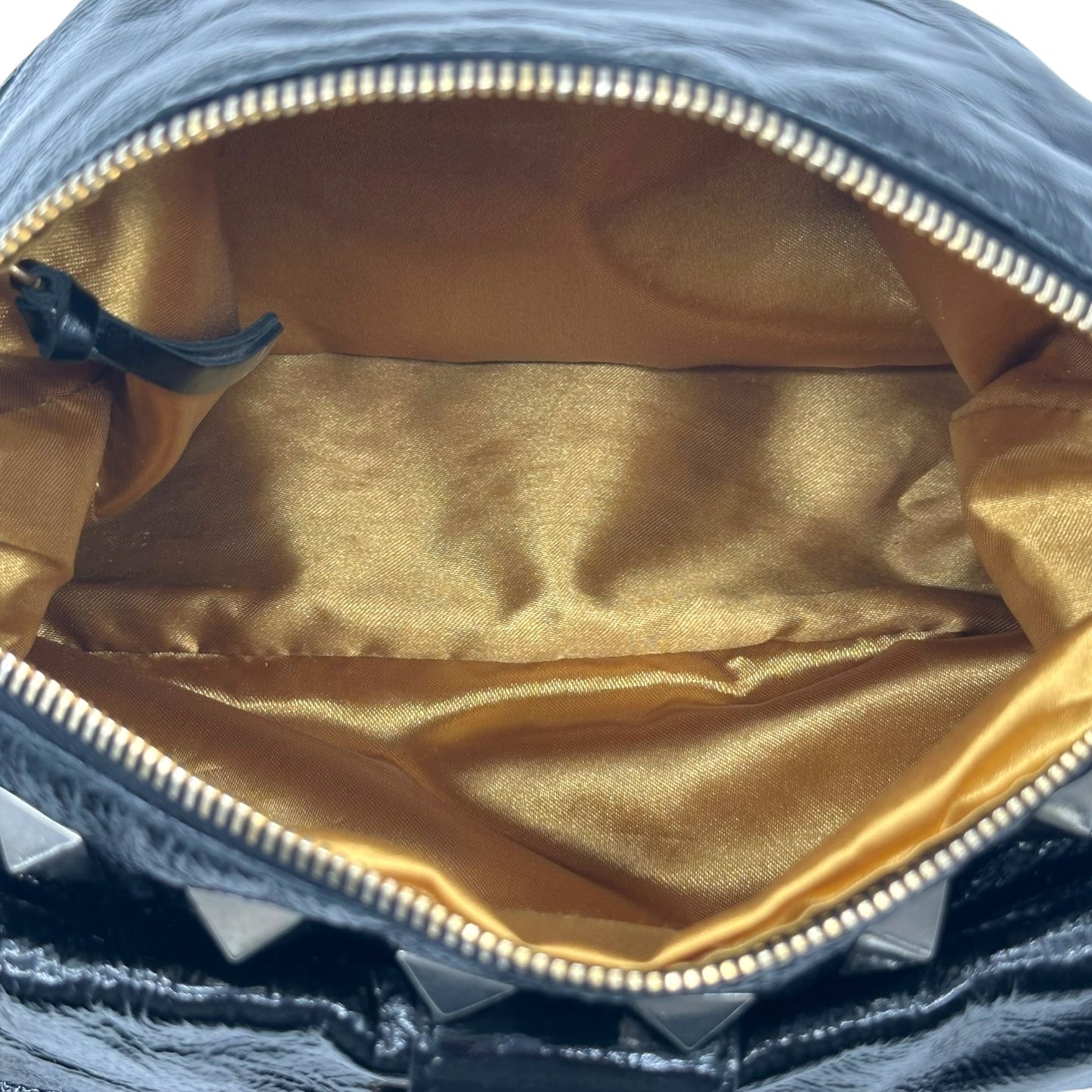 D&G Dolce & Gabbana Studded Patent Leather Logo Strap Bag