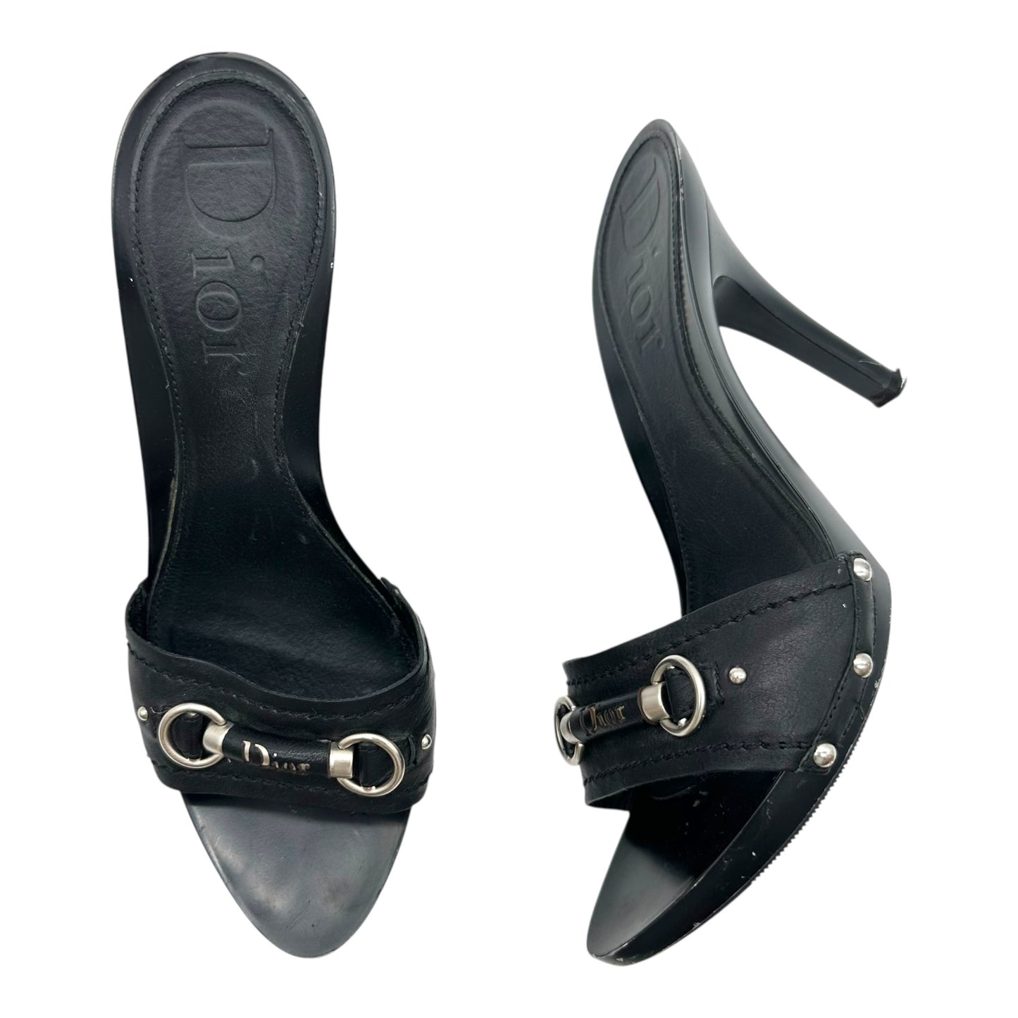Christian Dior Black Logo Mule Heels
