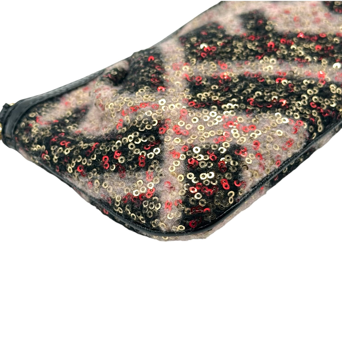 Fendi Pochette Bag Pink Black Sequin Wool
