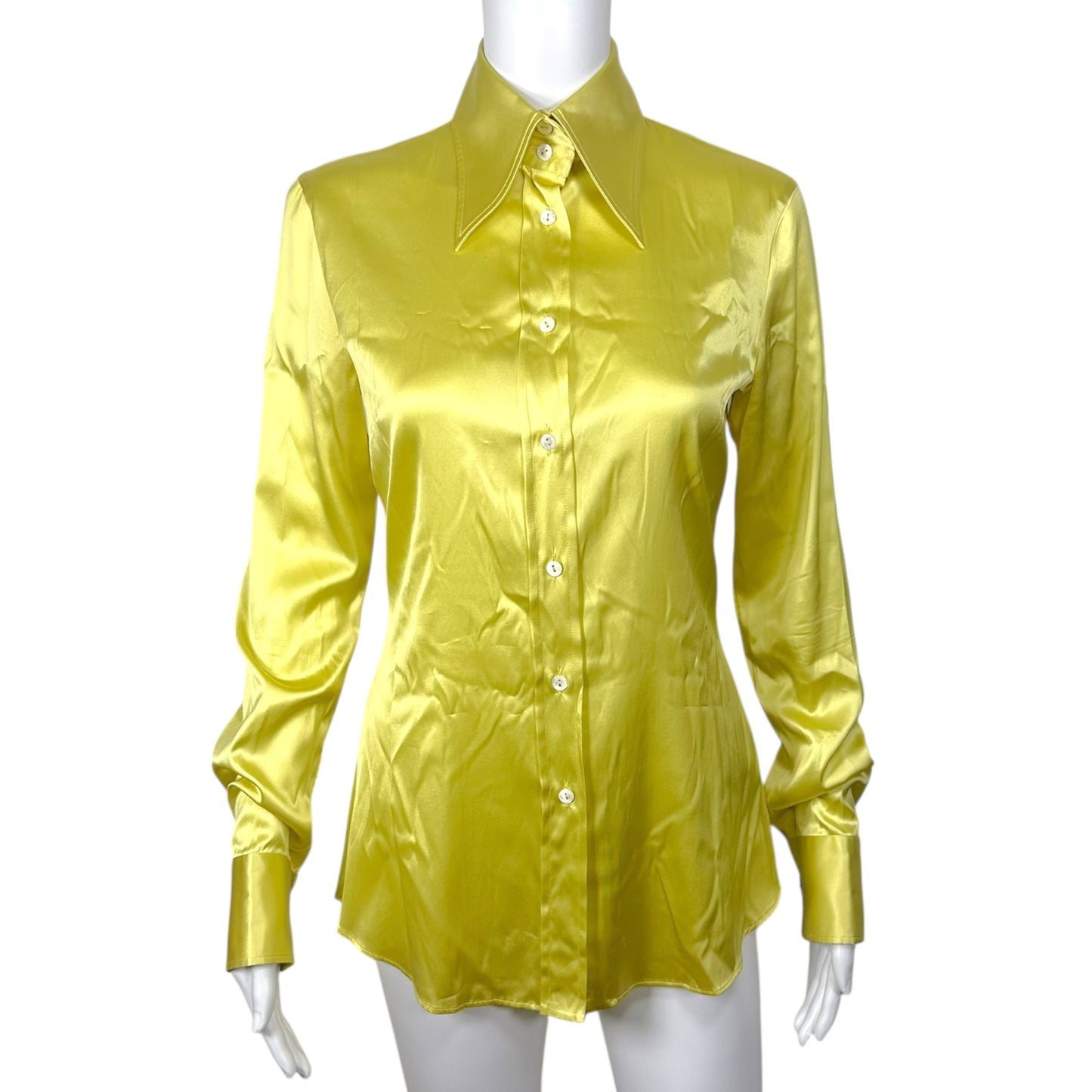Dolce & Gabbana Yellow Silk Button Up Blouse