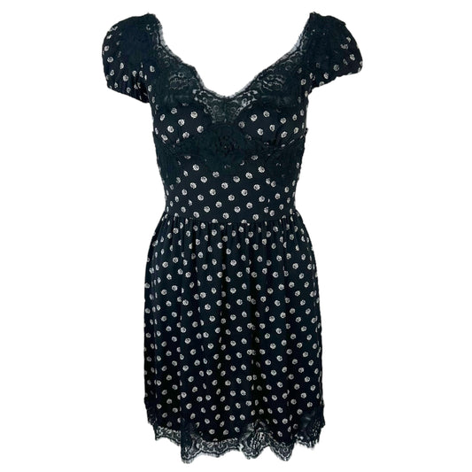 Dolce & Gabbana Black Silk Polka Dot Floral Mini Dress