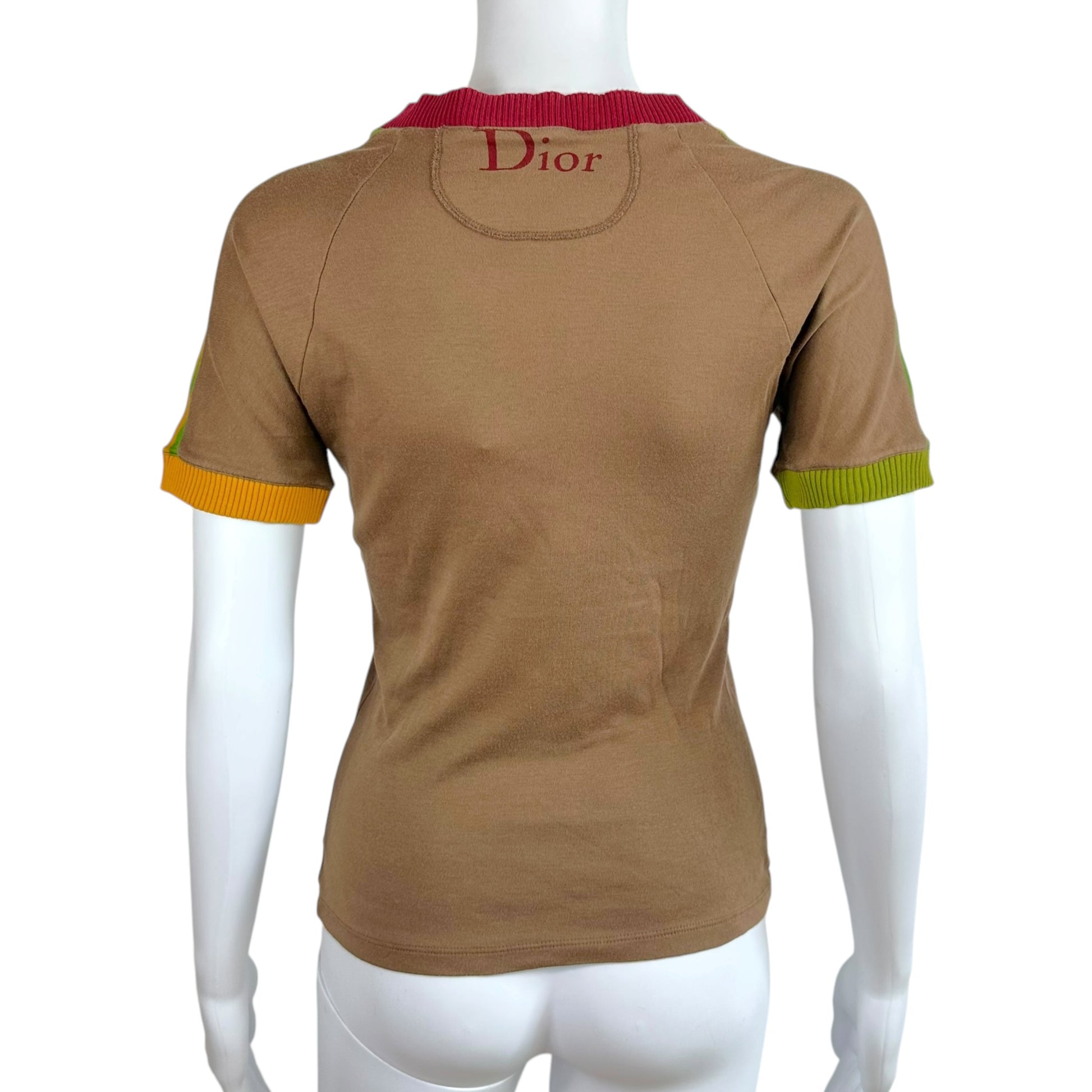 Christian Dior Brown Striped Sleeve T-Shirt