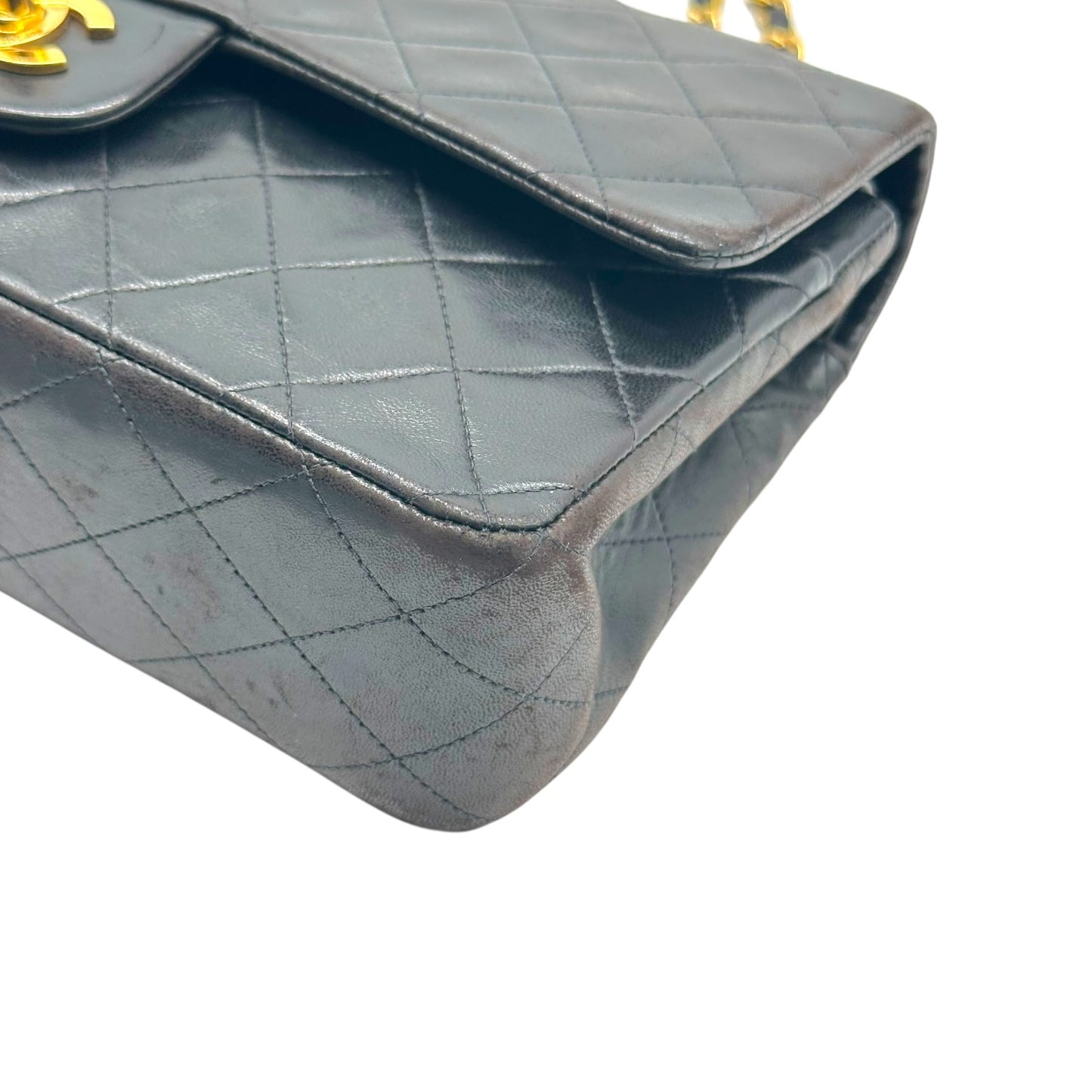 Chanel Black Matelasse Lambskin & Gold Medium Classic Double Flap Bag 1994-96
