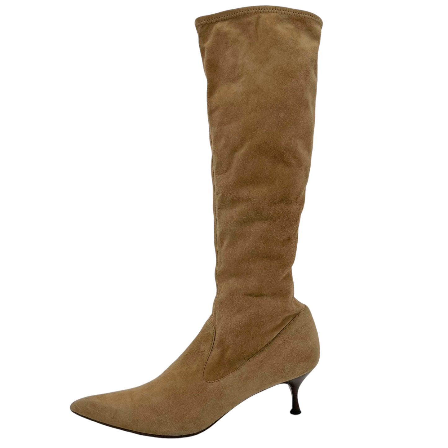 Celine Tan Suede Pointed Toe Boots