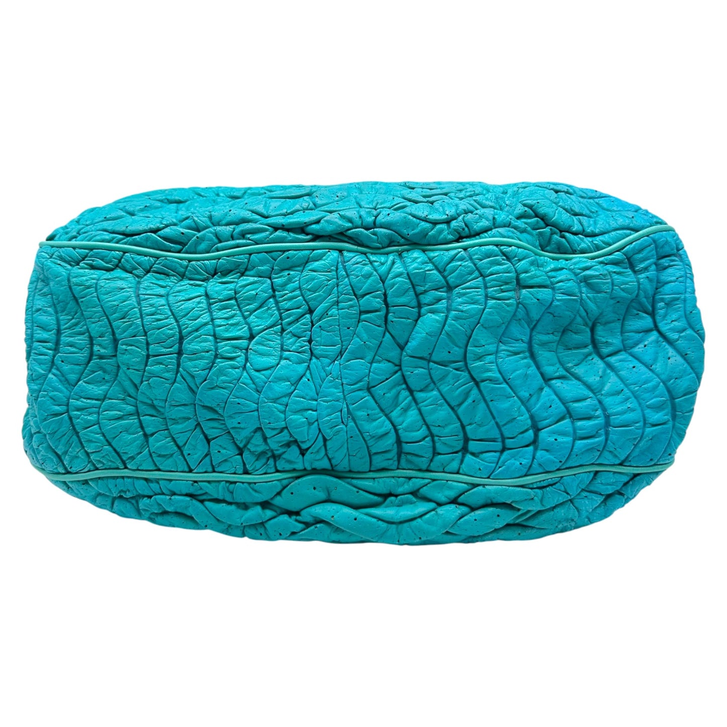 Versace Turqouise Blue Wave Quilted Lambskin Large Hobo Bag