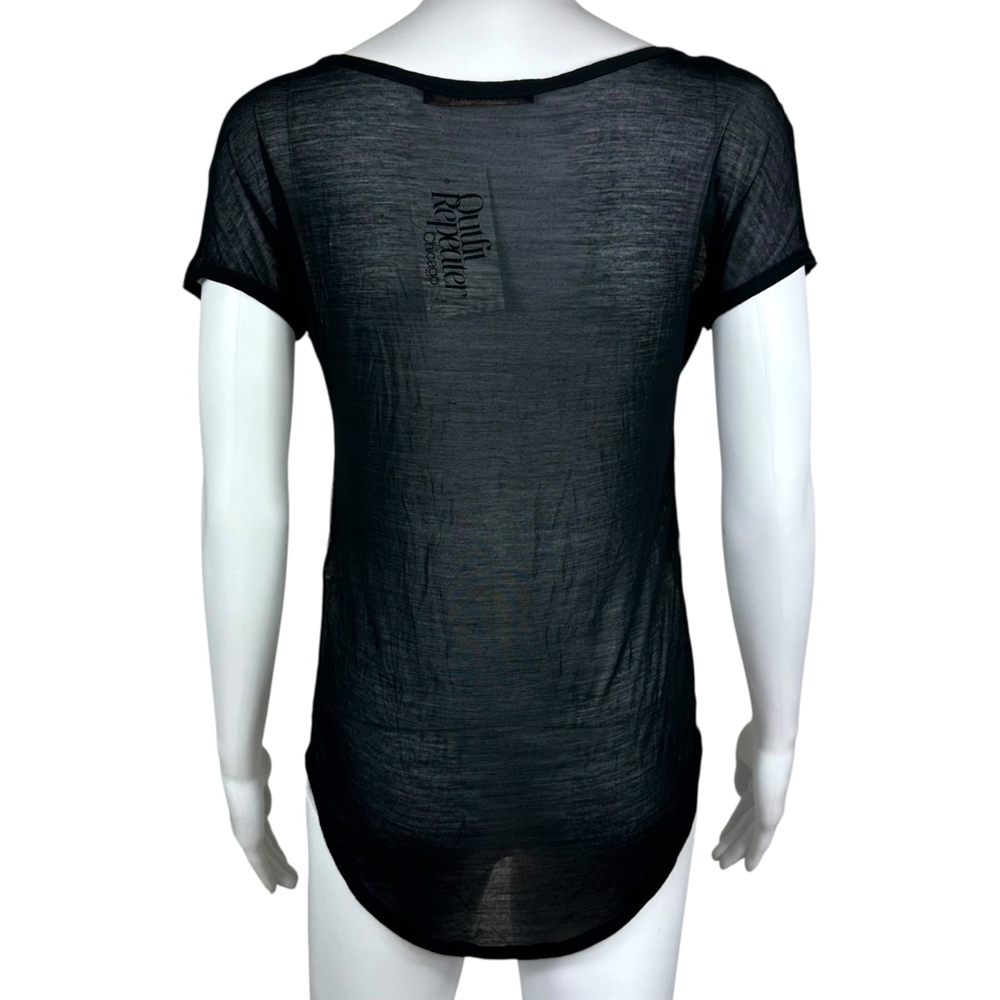 Roberto Cavalli Black & Gray Feather Print Lace Up Blouse Top