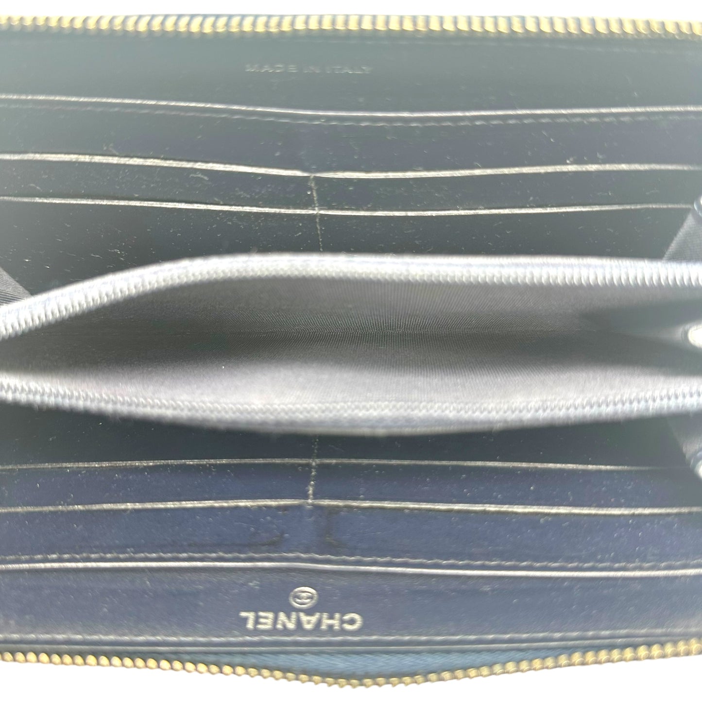 Chanel Blue Denim Zip-Around Long Wallet