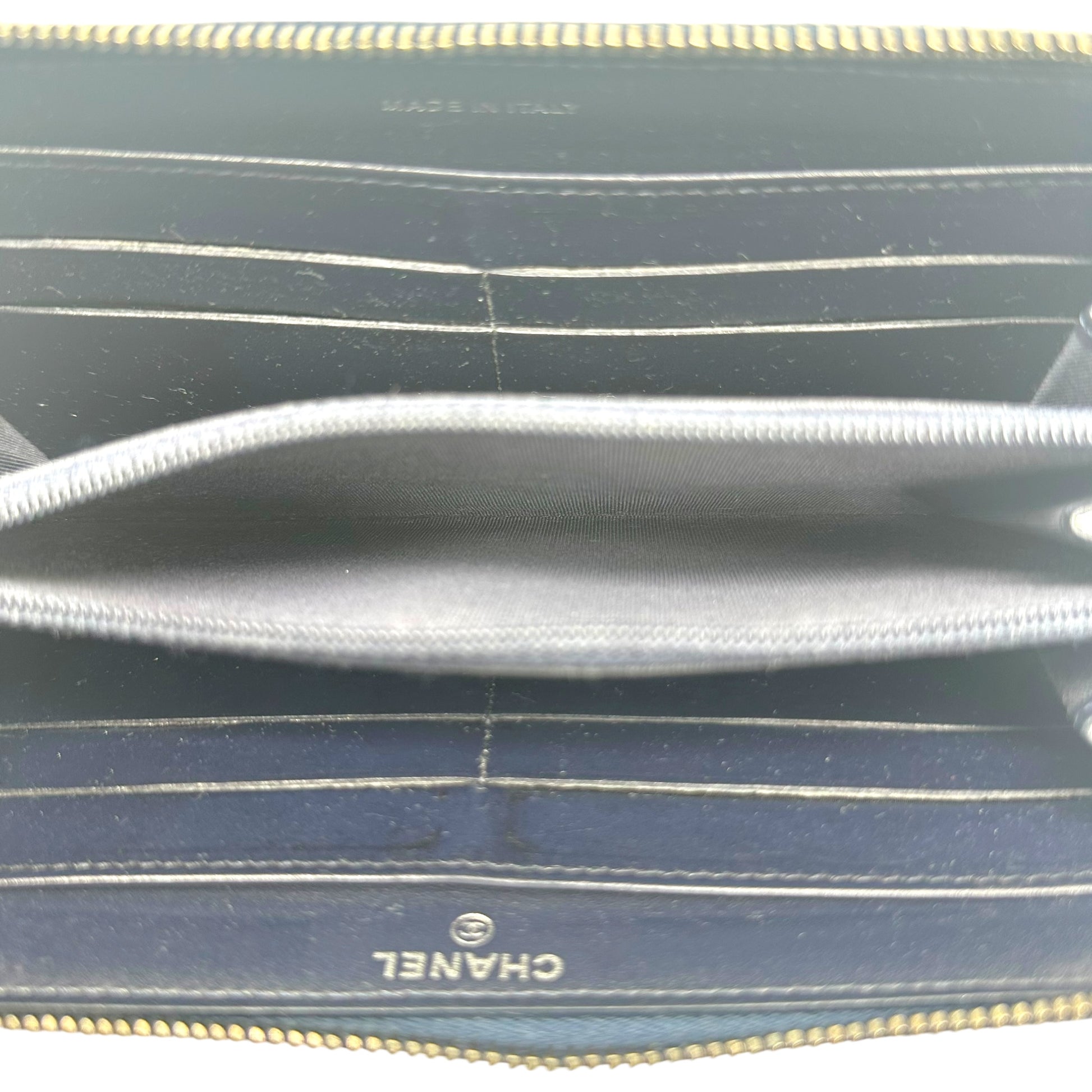 Chanel Blue Denim Zip-Around Long Wallet