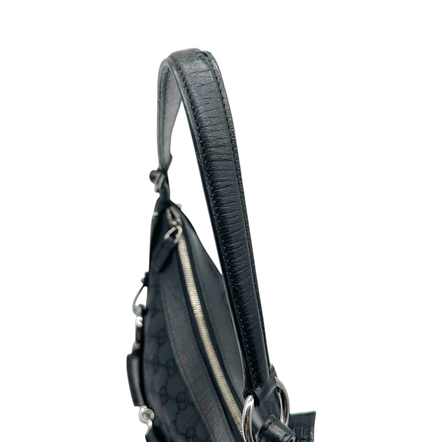 Gucci Black Monogram Canvas Horsebit Shoulder Bag
