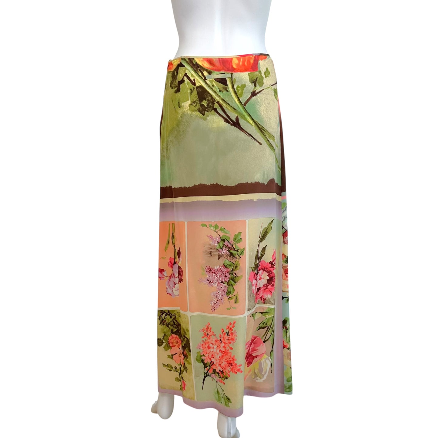 Jean Paul Gaultier S/S 2001 Multicolor Floral Silk Maxi Skirt