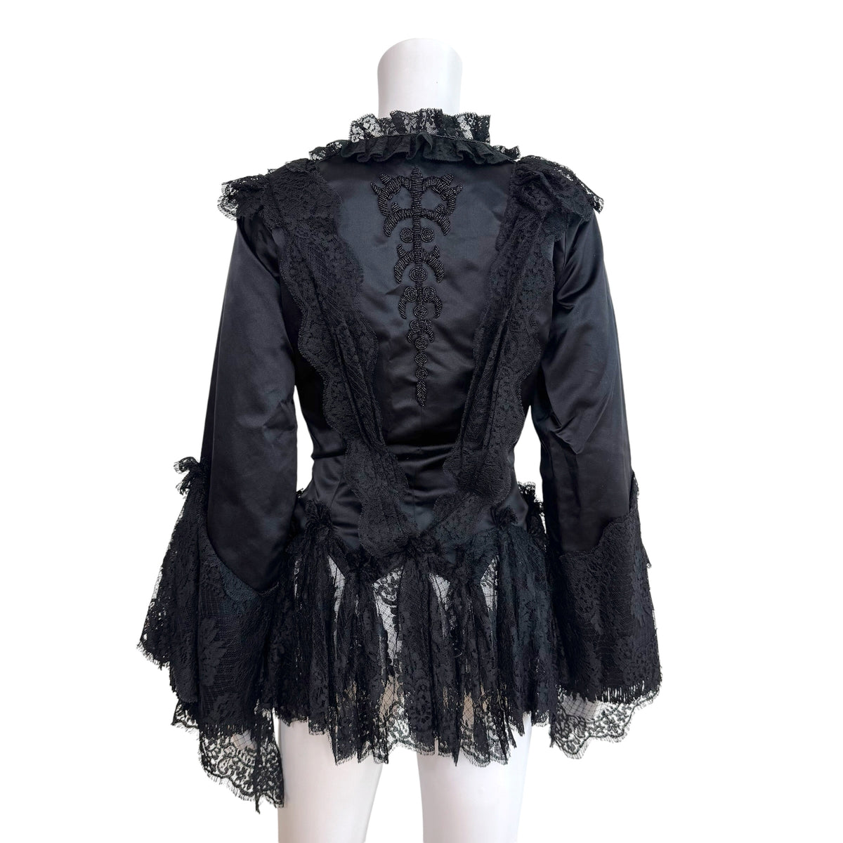 Dolce & Gabbana Black Beaded Silk Lace Gothic Jacket