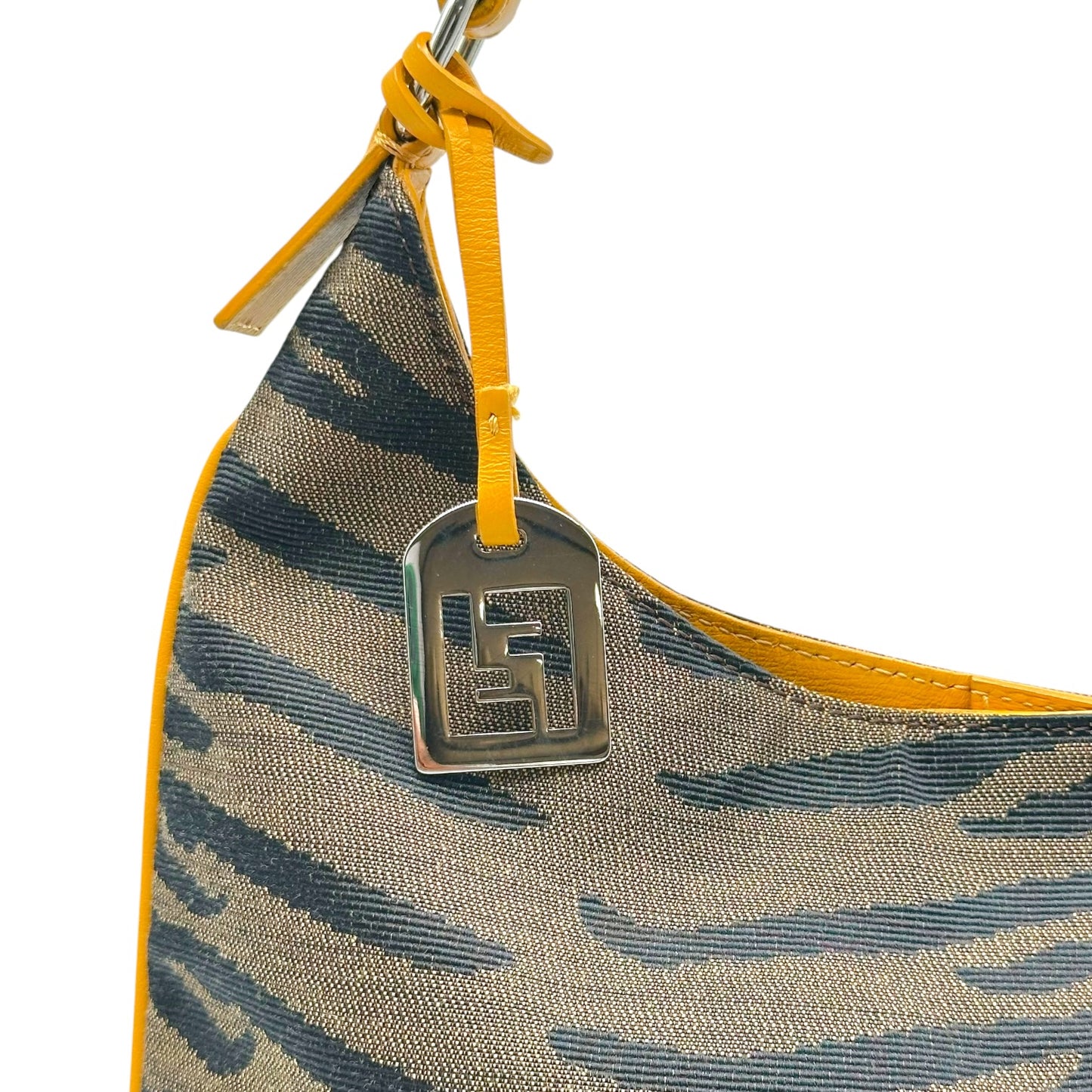 Fendi Brown Zebra Print & Mustard Yellow Hobo Shoulder Bag