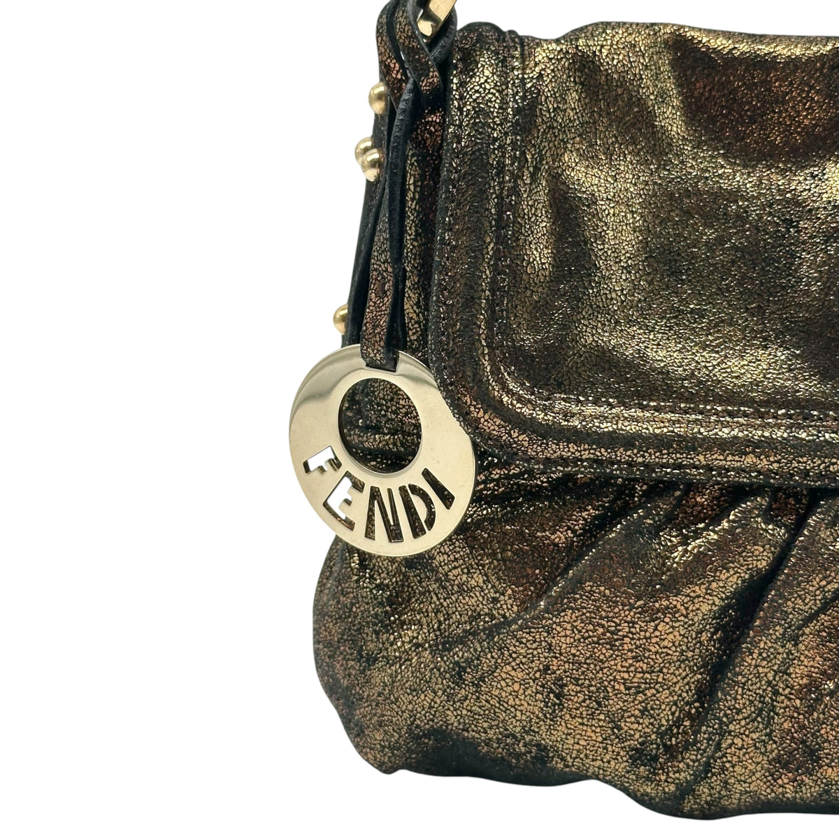 Fendi Bronze Metallic Suede Shoulder Bag