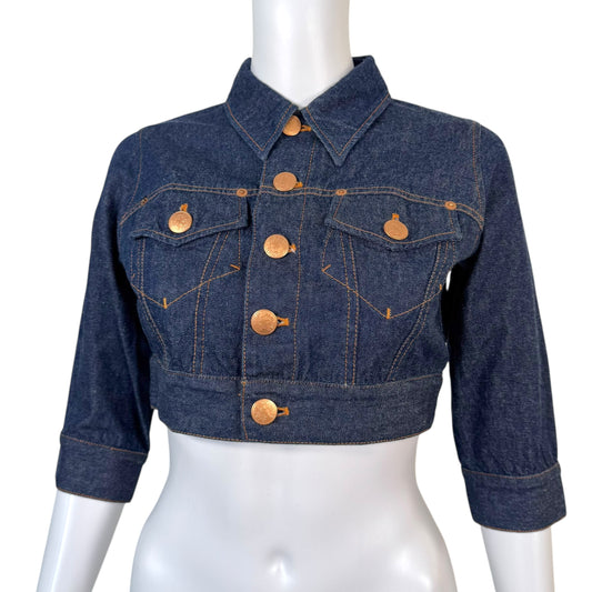 Jean Paul Gaultier Jean's Blue Denim Cropped 3/4 Sleeve Top - Outfit Repeater