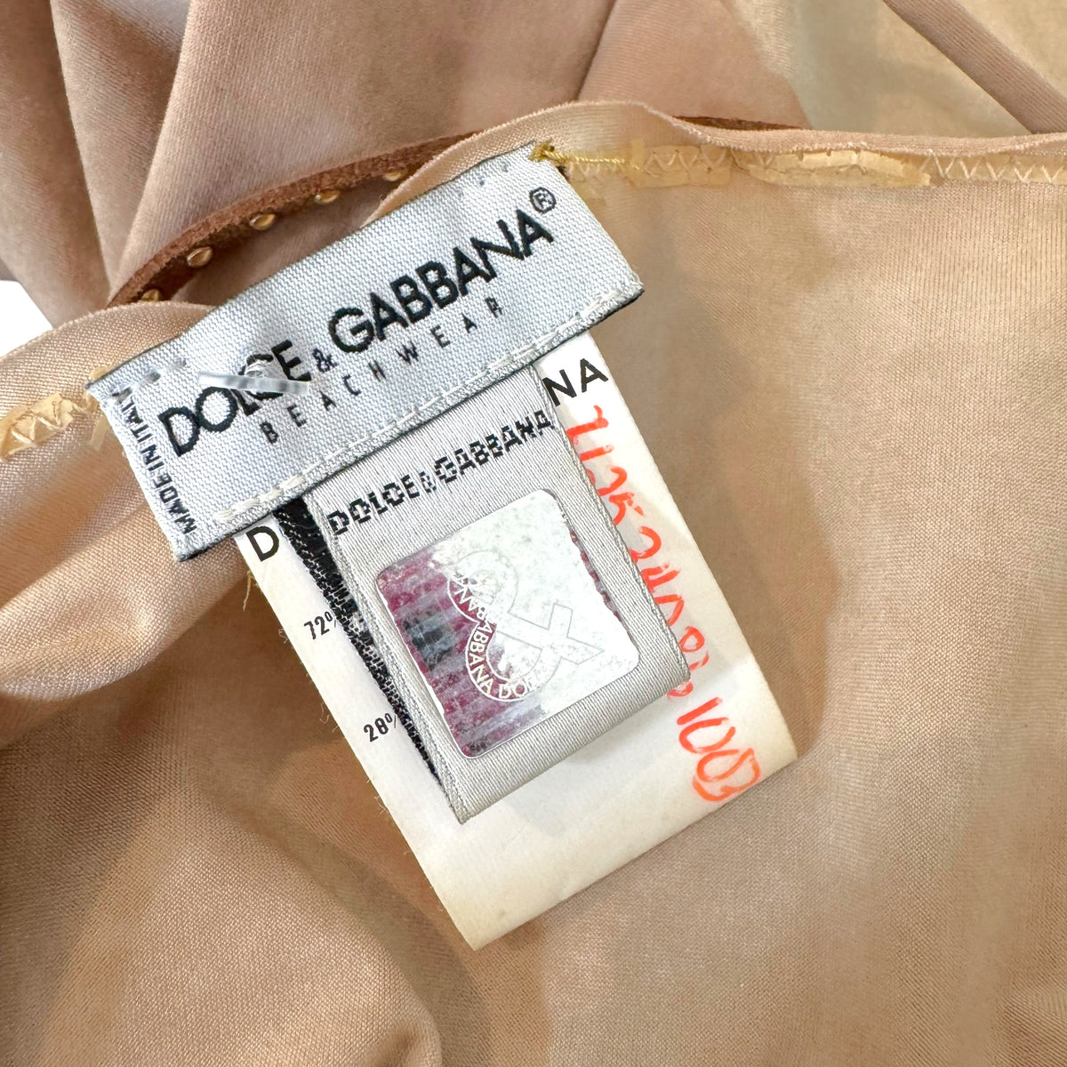 Dolce & Gabbana Halter Top Light Brown Suede Feather Embellished