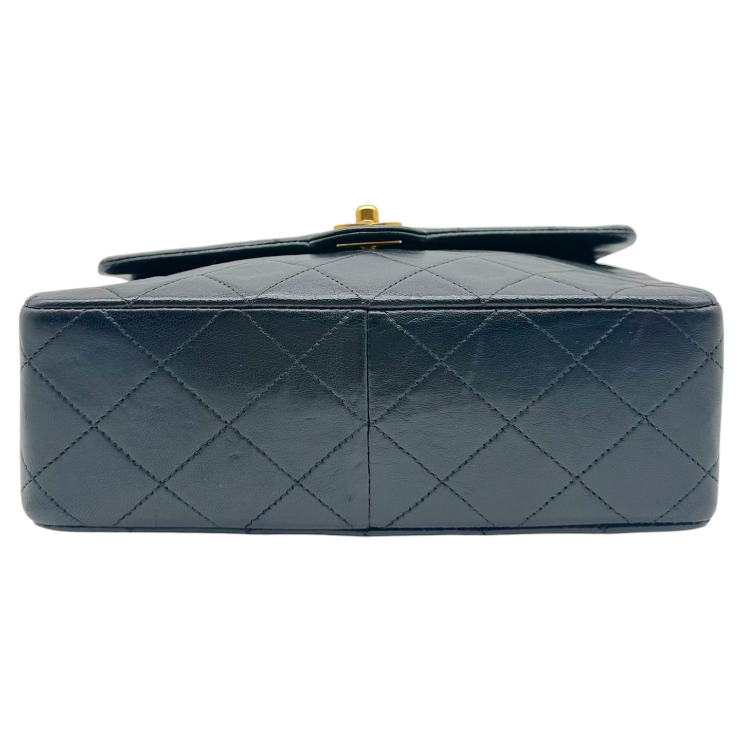 Chanel Black & Gold Lambskin Matelasse Small Classic Flap Bag 1989-91