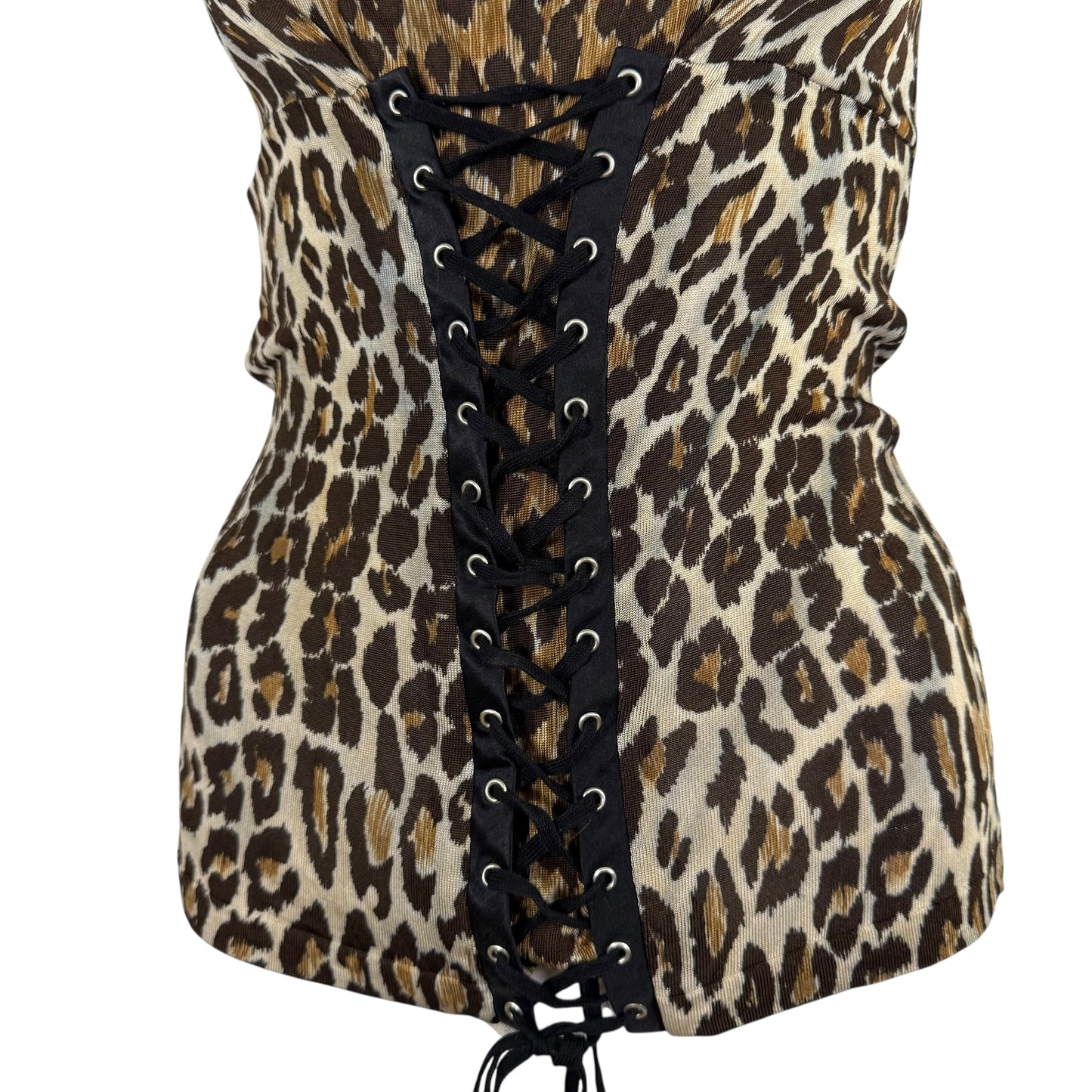 Dolce & Gabbana Leopard Print Lace Up Tank Top