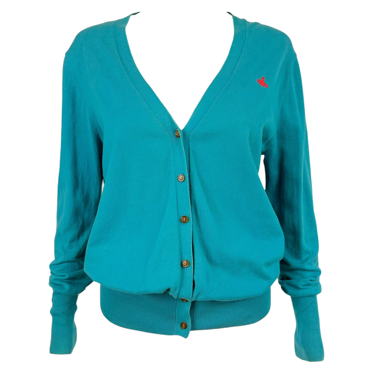Vivienne Westwood Red Label Turquoise Knit Orb Logo Cardigan