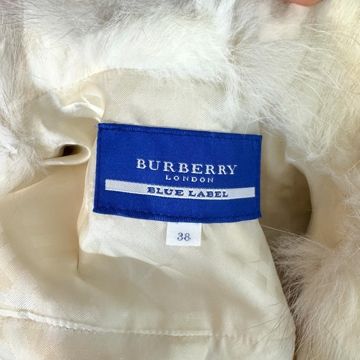 Burberry Ivory Brown Cropped Rabbit Fur Coat