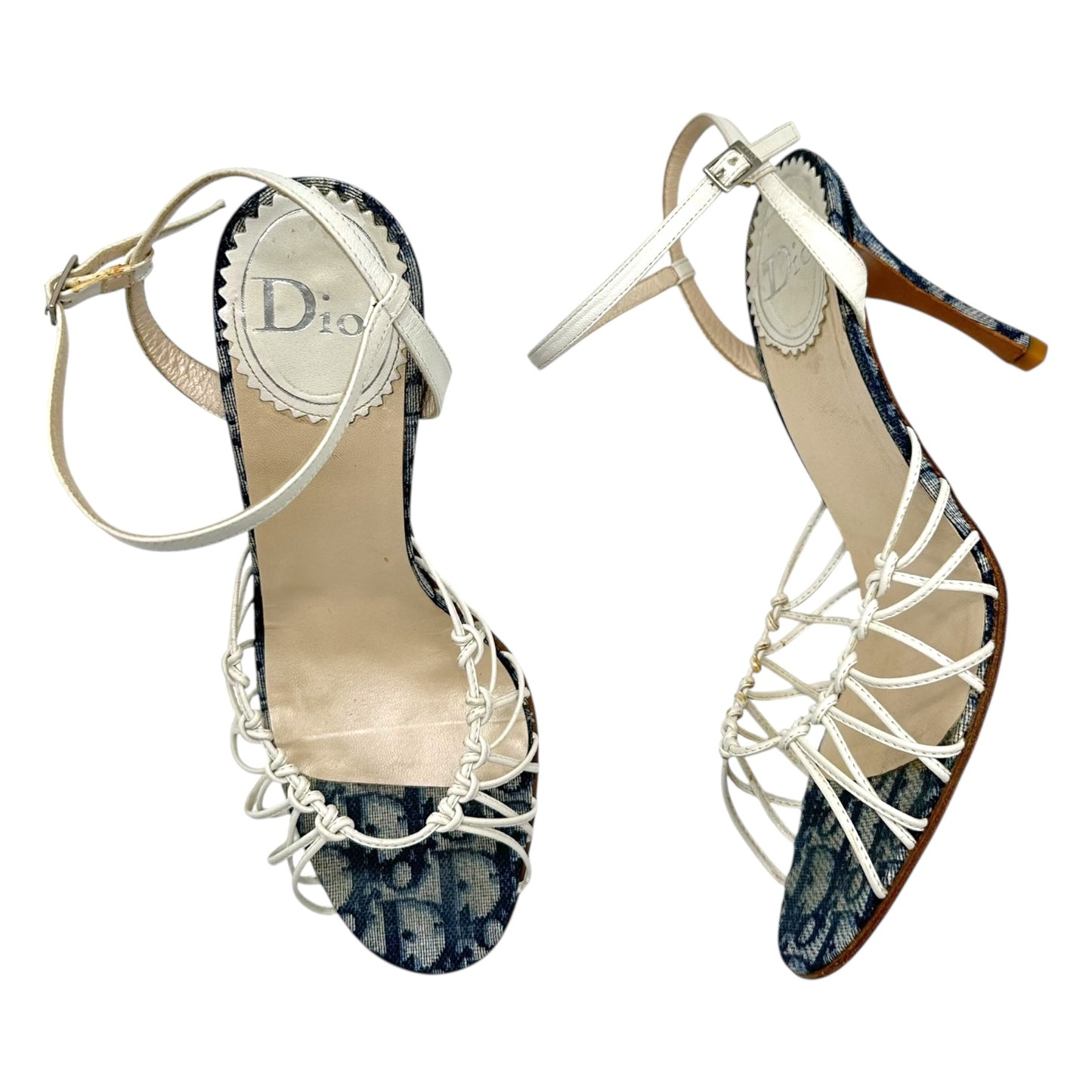 Christian Dior Blue Trotter Monogram Heeled Sandals