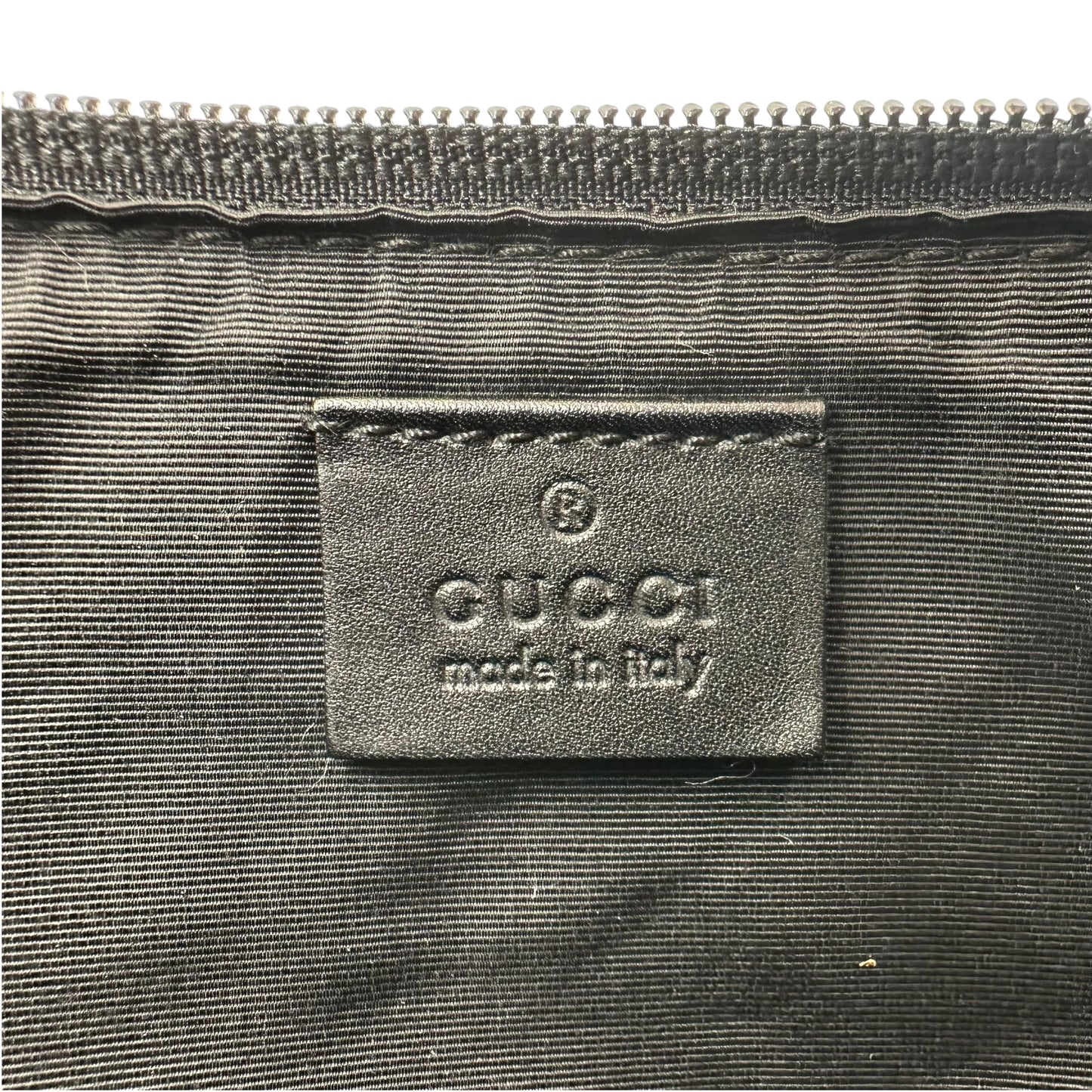 Gucci Gray Denim Monogram Pochette Bag - Outfit Repeater