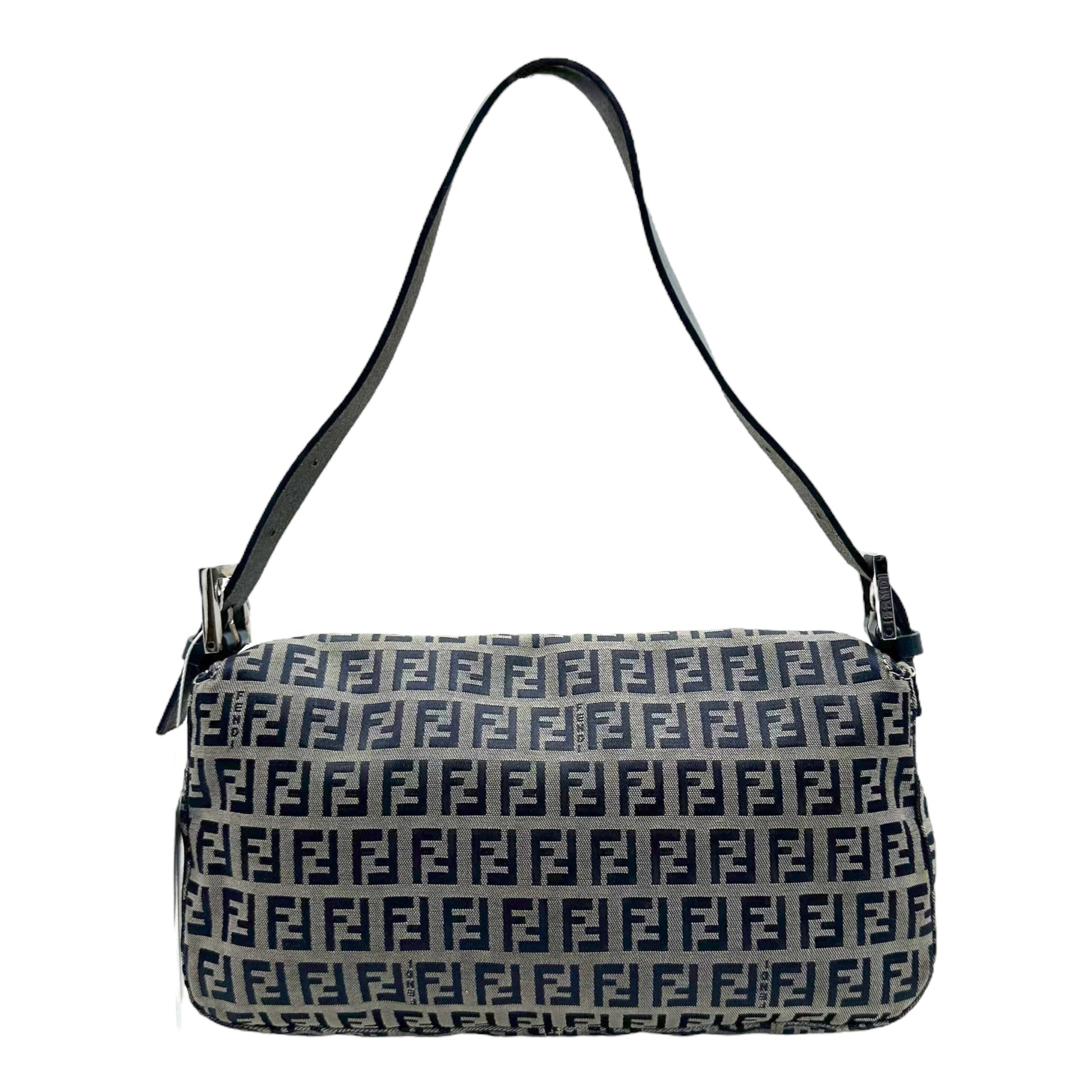 Fendi Navy Blue Zucchino Monogram Baguette Bag - Outfit Repeater