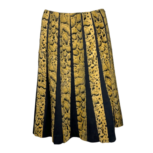Jean Paul Gaultier Leopard Print Fuzzy Striped Midi Skirt