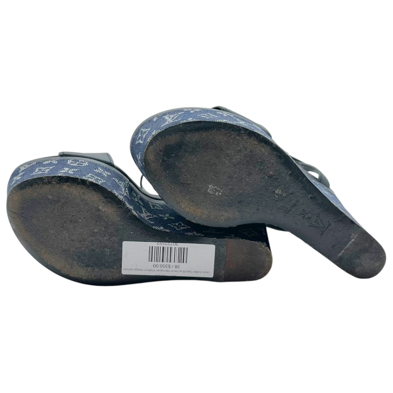 Louis Vuitton Denim Monogram Platform Wedge Sandals