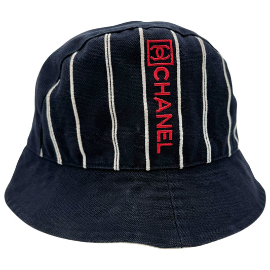 Chanel Sport Navy Blue & Red Bucket Hat - Outfit Repeater