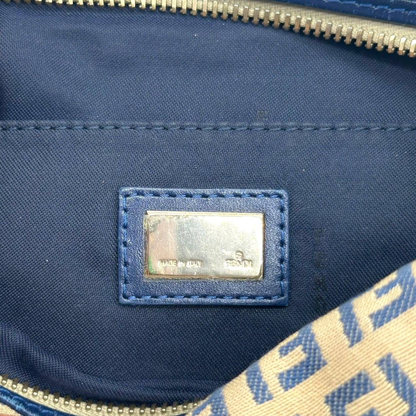 Fendi Blue Zucchino Monogram Shoulder Bag