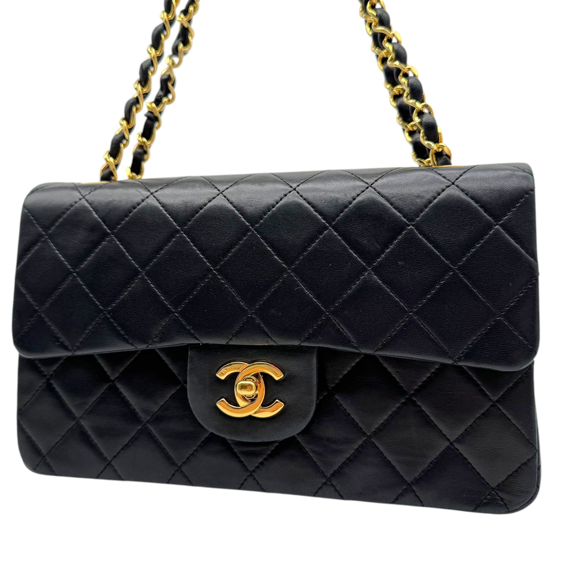 Chanel Black Lambskin Matelasse Small Classic Double Flap Bag