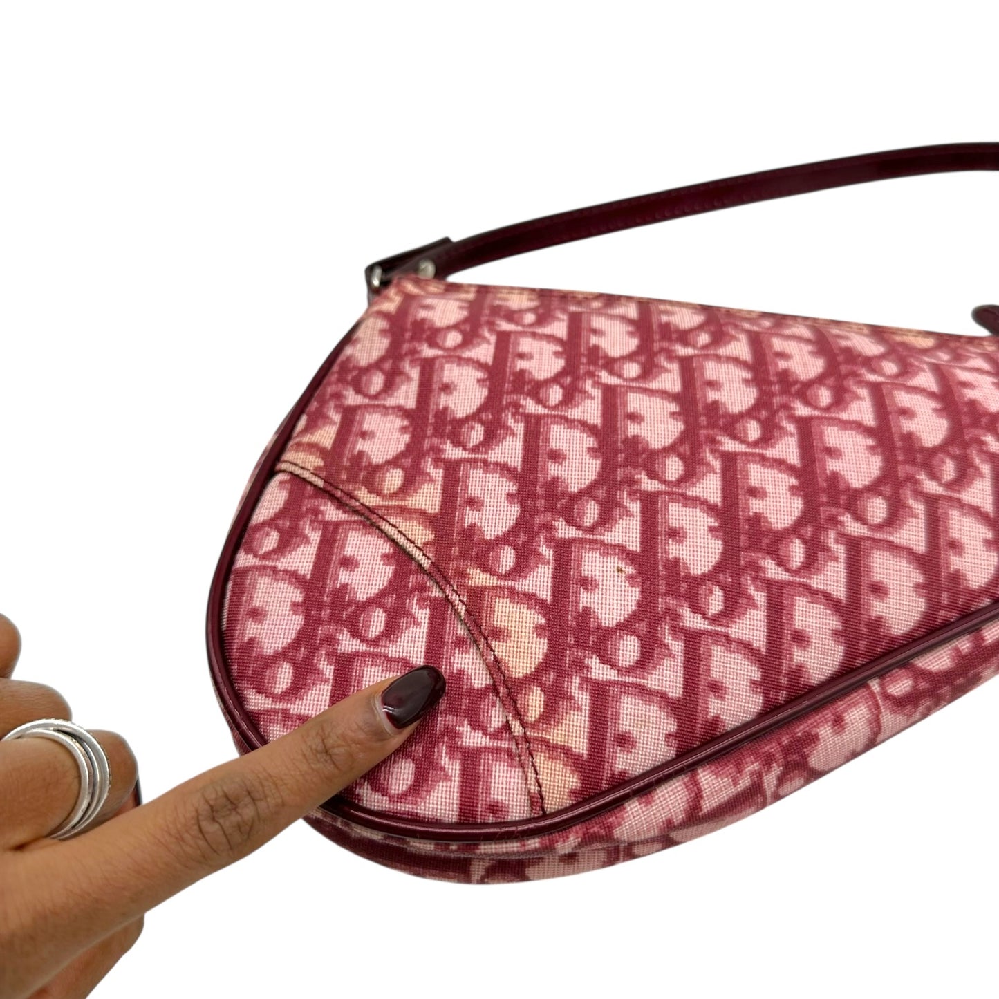 Christian Dior Red Trotter Monogram Mini Saddle Bag