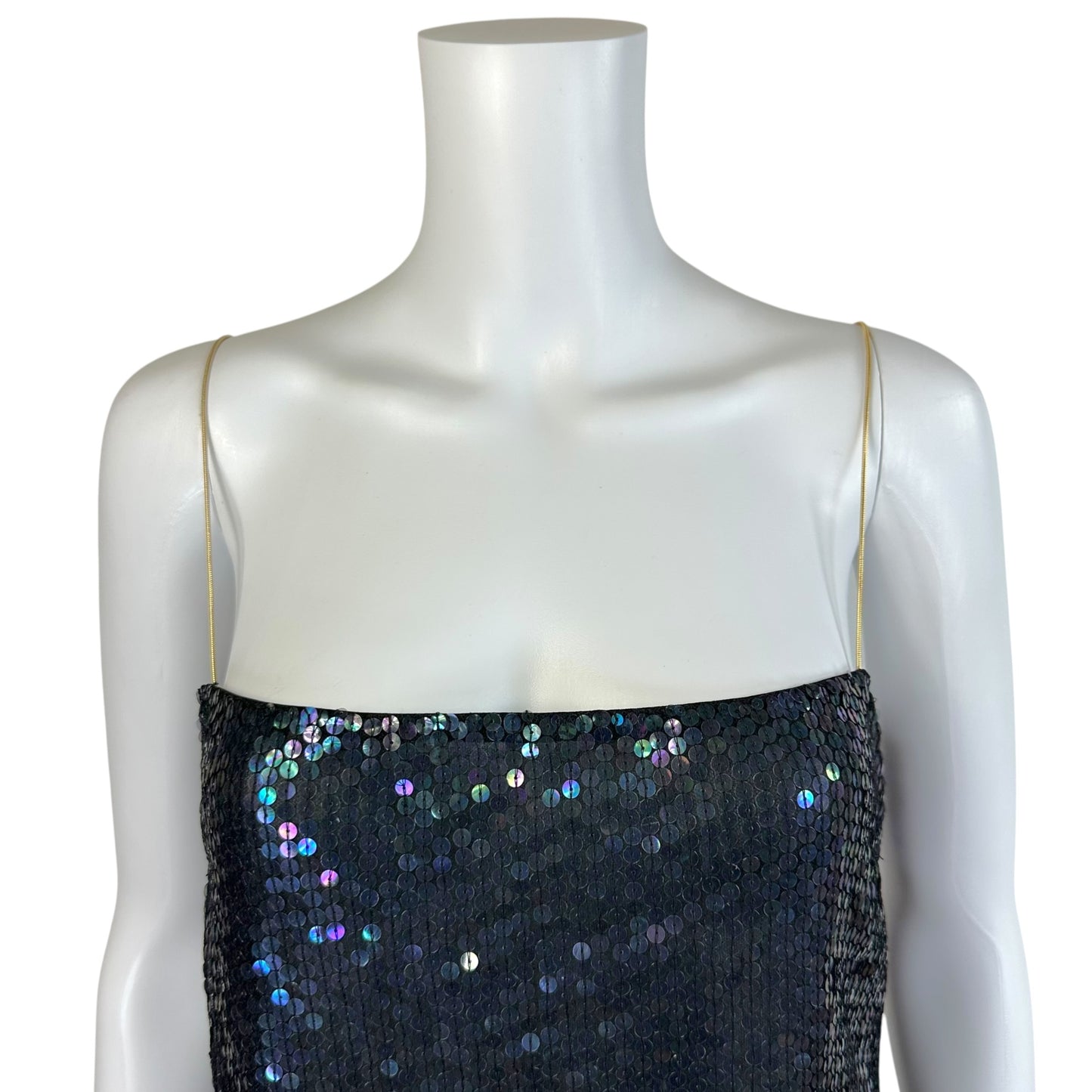 Dsquared2 Silver Sequin Crystal Mini Dress Spaghetti Straps
