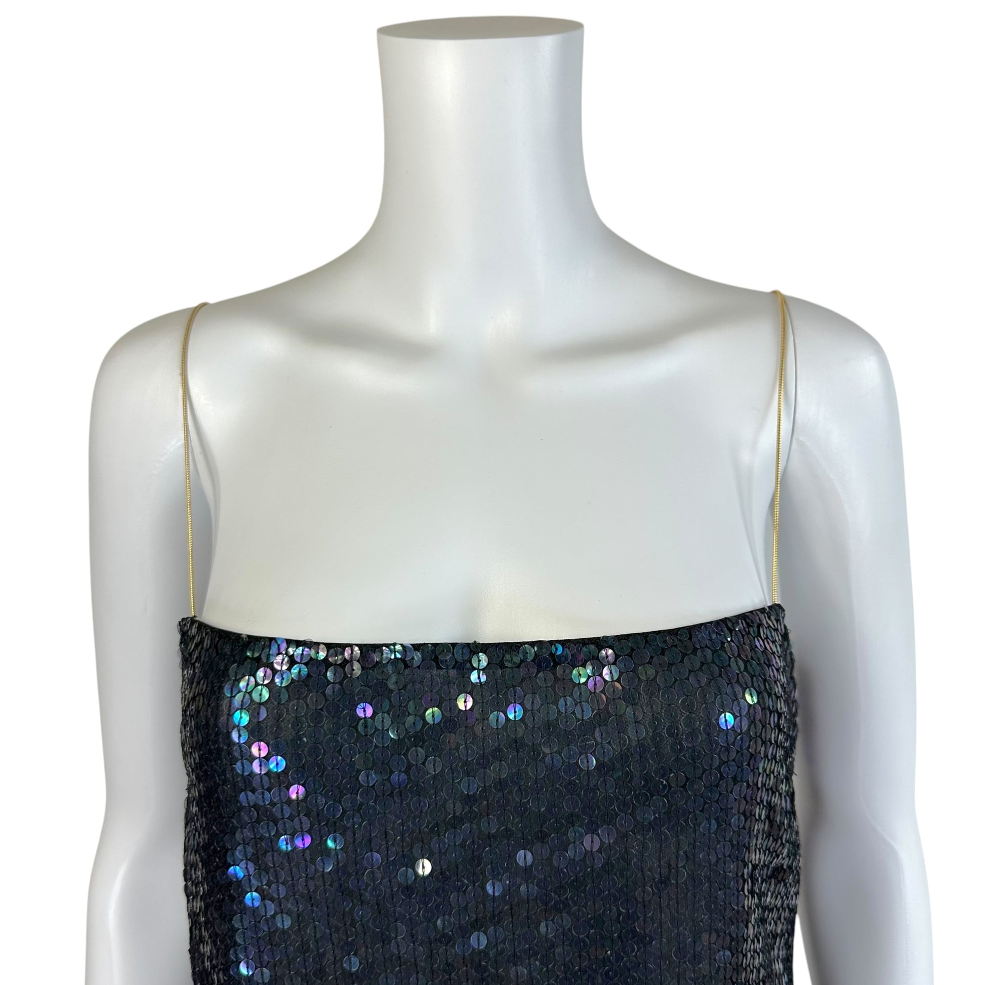Dsquared2 Silver Sequin Crystal Mini Dress Spaghetti Straps