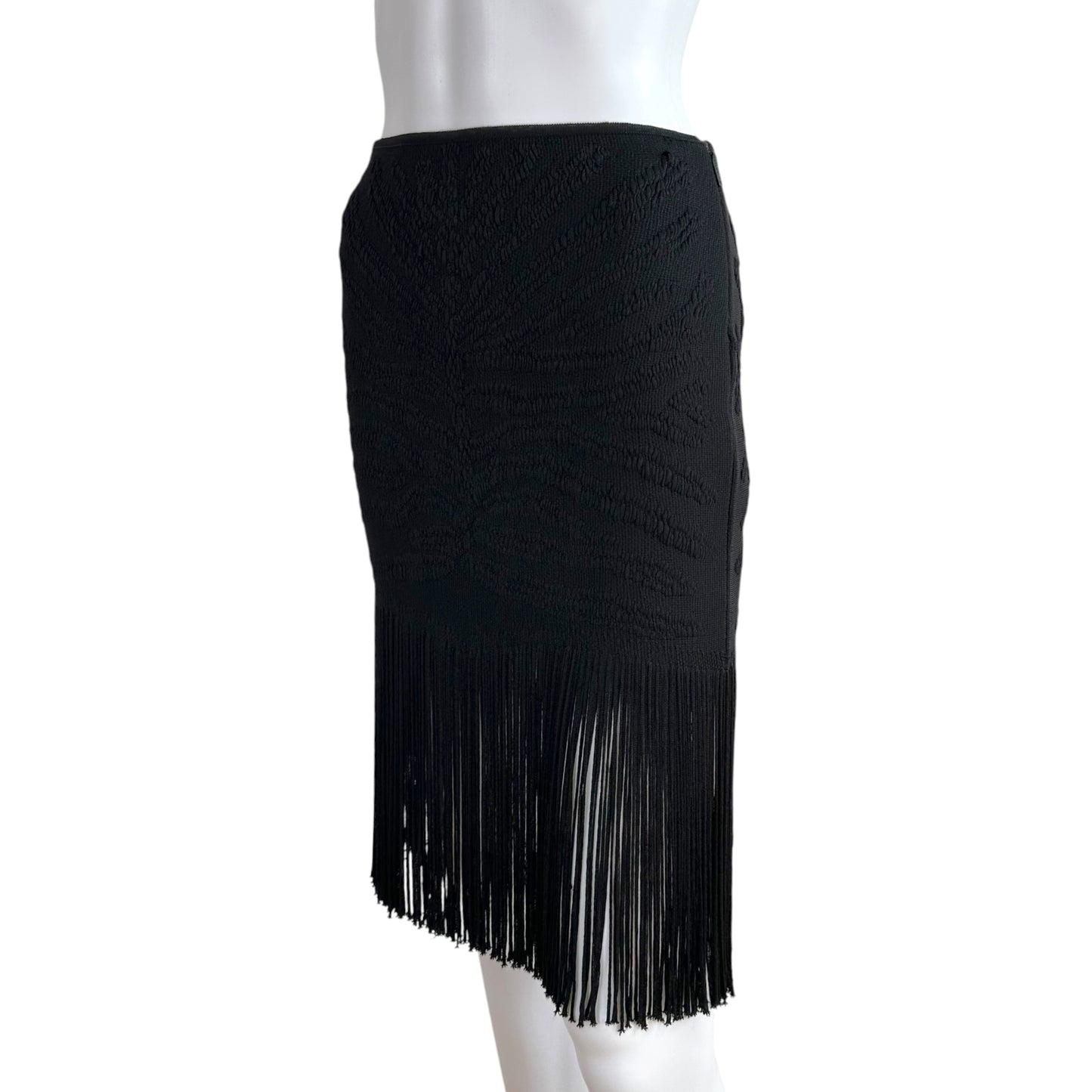 Roberto Cavalli Black Fringe Trim Knit Midi Skirt - Outfit Repeater