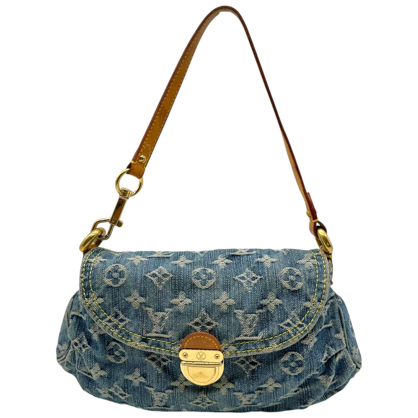 Louis Vuitton Blue Denim Mini Pleaty Shoulder Bag