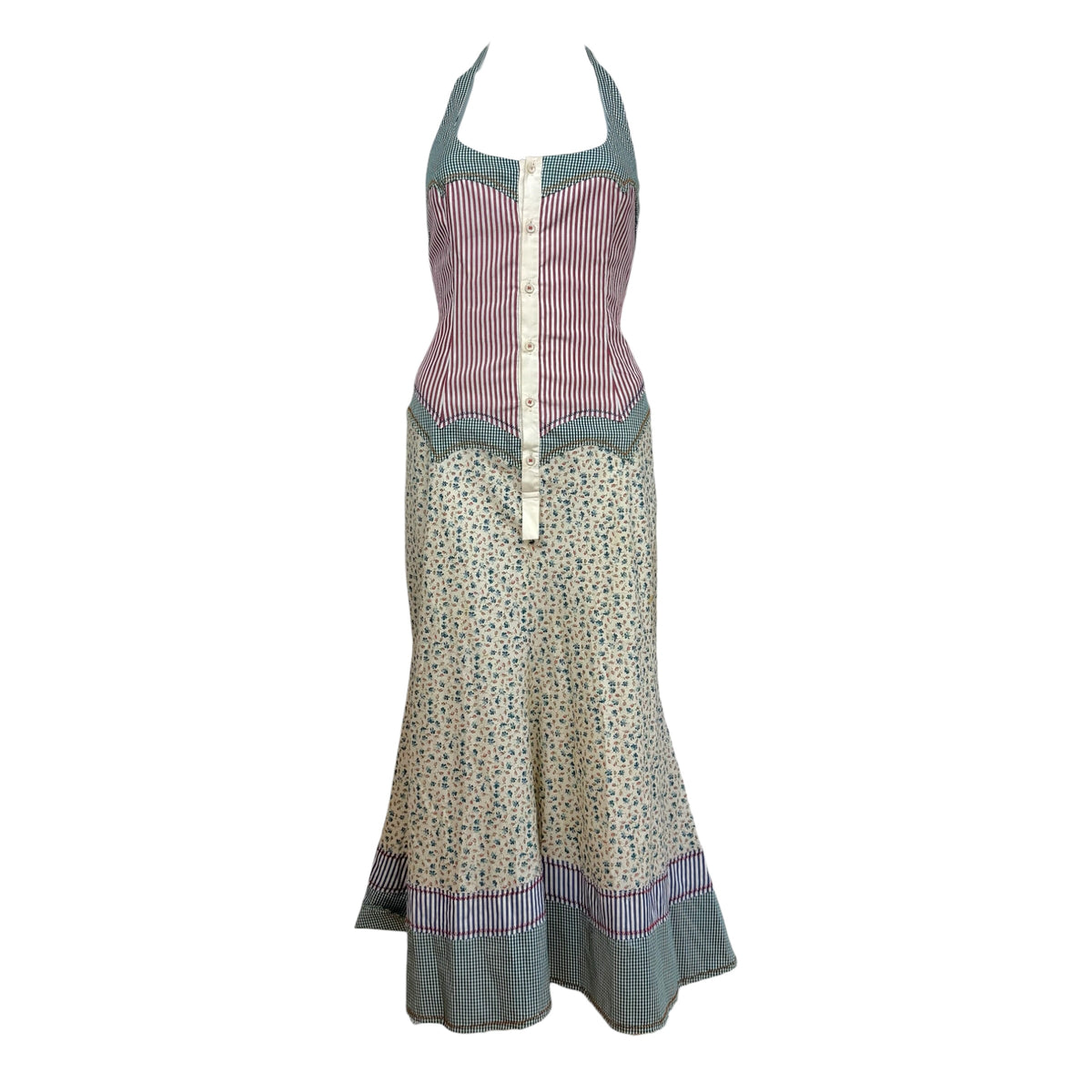 Dsquared2 Floral Gingham Halter Midi Dress Size M