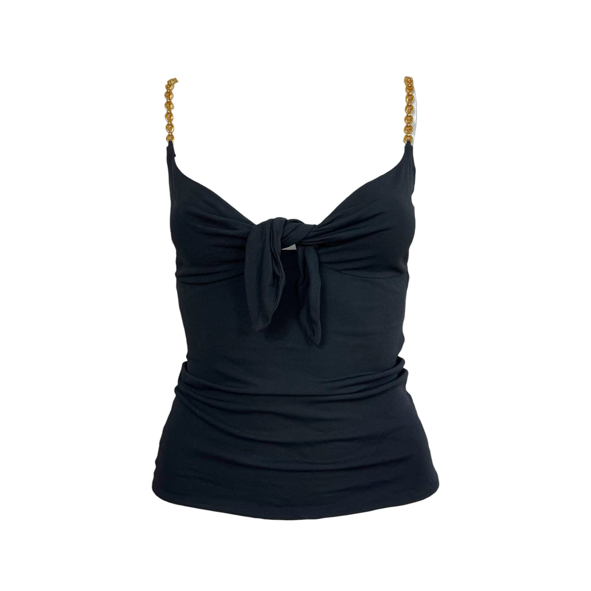 Gucci Black Cami Top With Gold Chain Straps