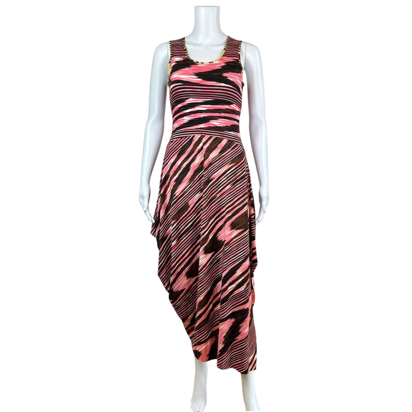 Missoni Knit Maxi Dress Pink Black Swirl Print