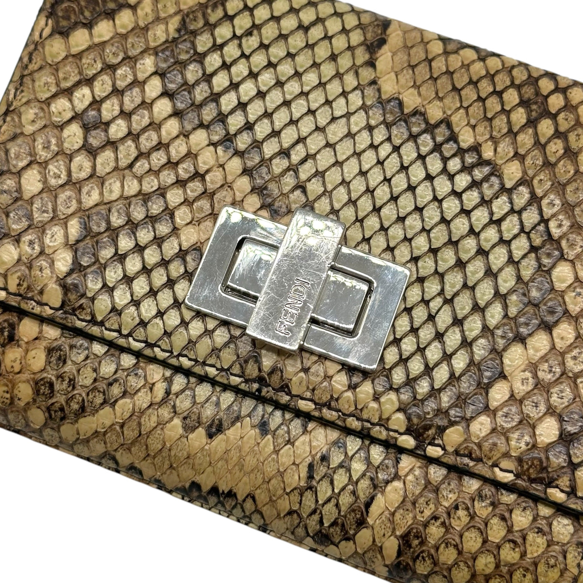 Fendi Tan Python Bi-Fold Turnlock Wallet