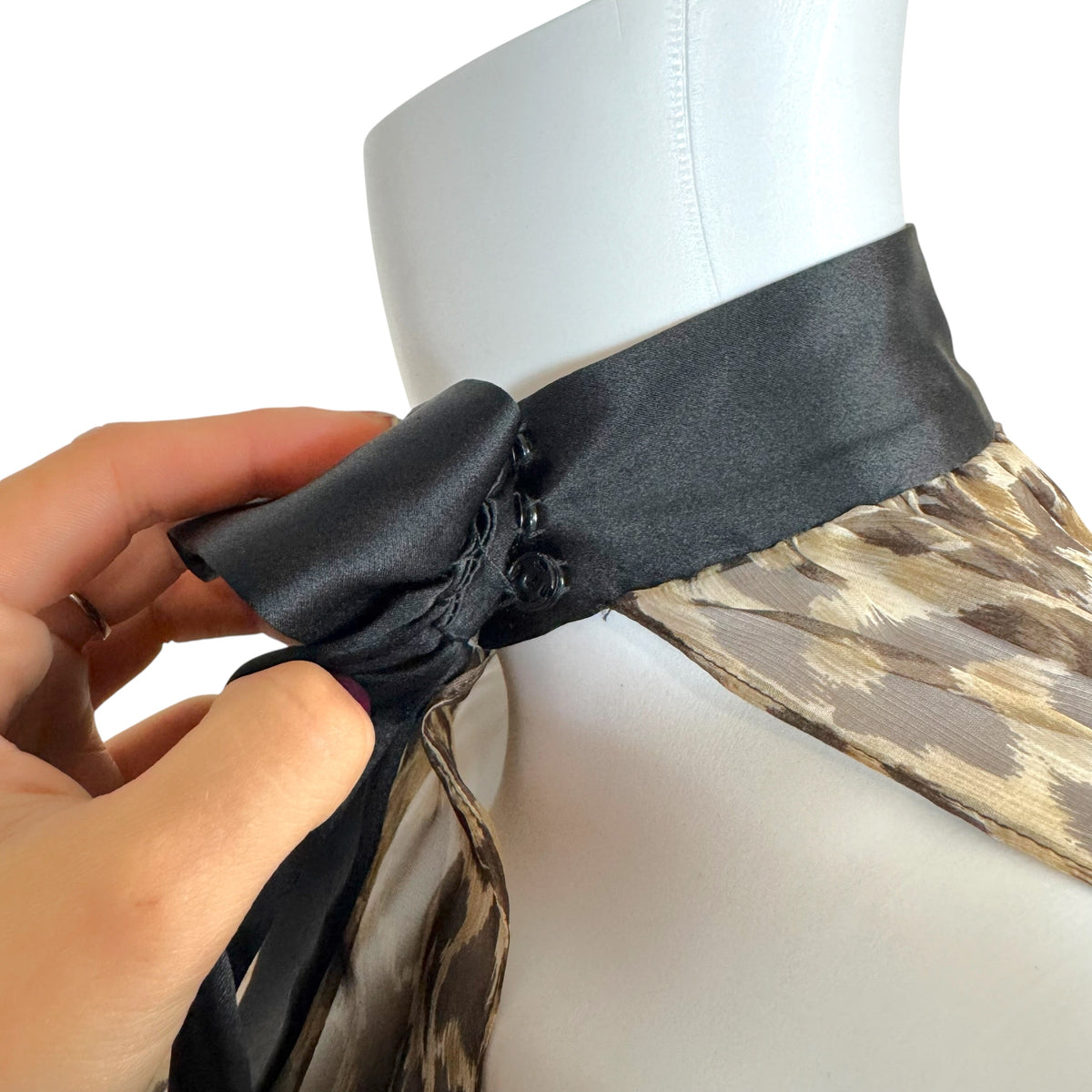 Dolce & Gabbana Sheer Leopard Bow Halterneck Sleeveless Blouse